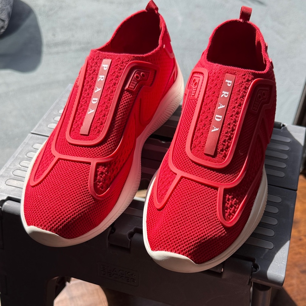 Prada Vibrant Red Athletic Shoes